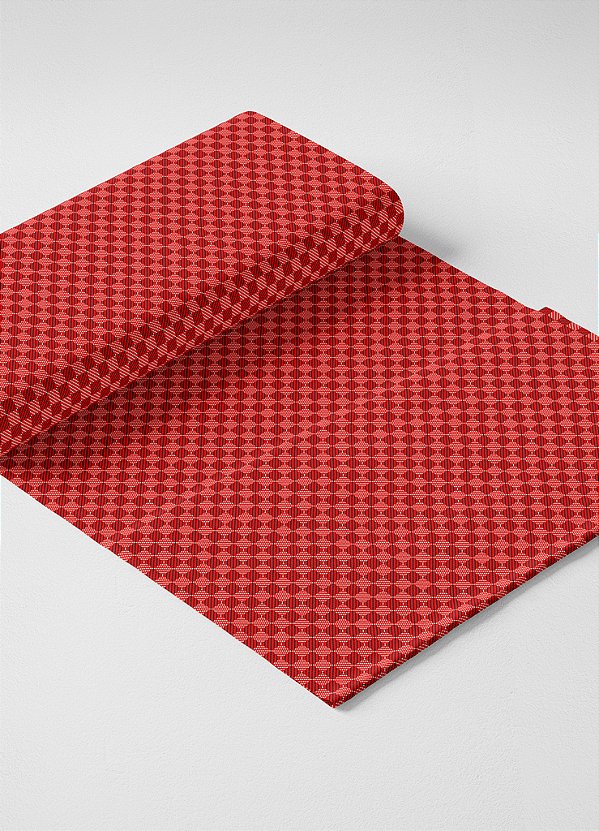 Tecido Veludo Suede Estampa Digital  Quadros Pontilhados Preto e Vermelho 1,40m de Largura