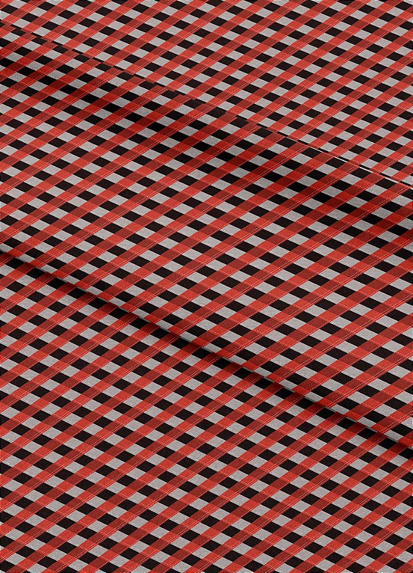 Tecido Veludo Suede Estampa Digital  Xadrez Marrom Linhas Laranja 1,40m de Largura