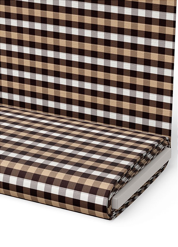 Tecido Veludo Suede Estampa Digital  Xadrez Mini Marrom e Branco 1,40m de Largura