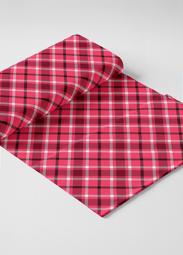 Tecido Veludo Suede Estampa Digital  Xadrez Rosa Triangulos Preto 1,40m de Largura