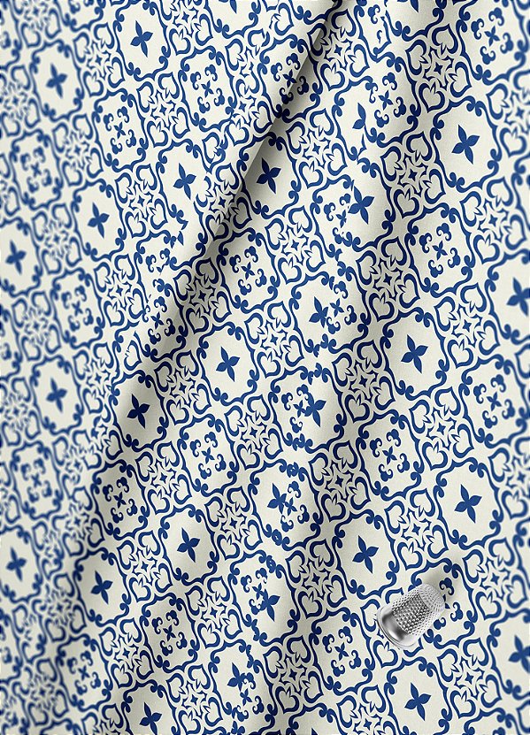 Tecido Veludo Suede Estampa Digital Arabesco Azul Coimbra 1,40m de Largura