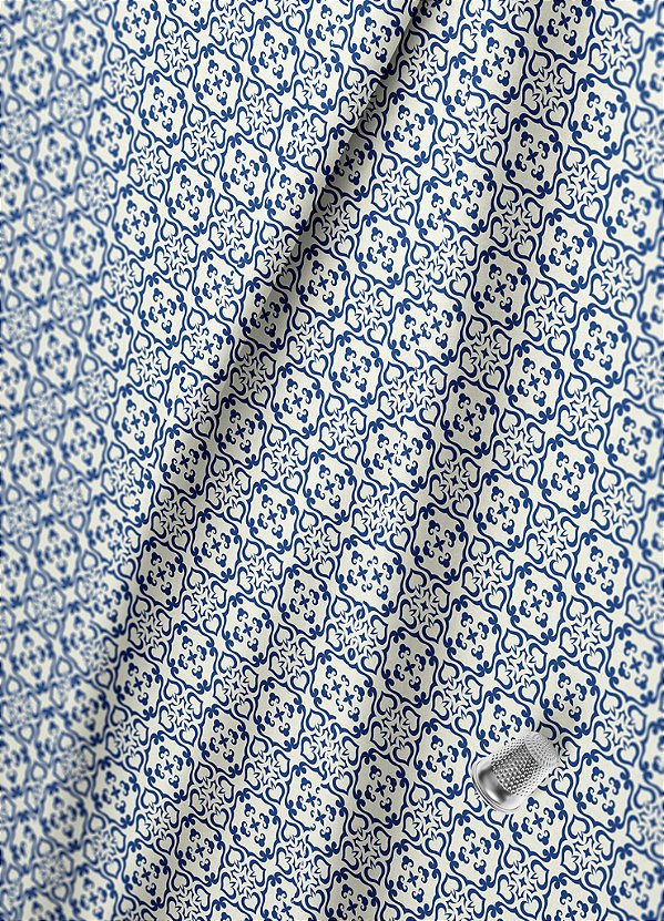 Tecido Veludo Suede Estampa Digital Arabesco Azul Realeza 1,40m de Largura