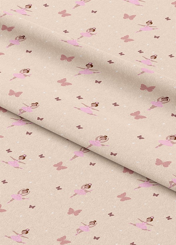 Tecido Veludo Suede Estampa Digital Balé das Borboletas 1,40m de Largura