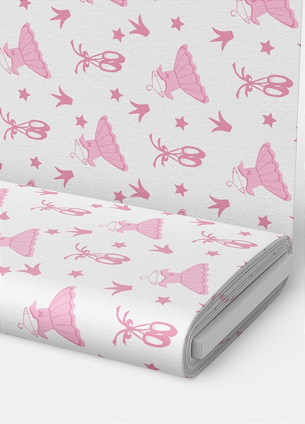 Tecido Veludo Suede Estampa Digital Balé Rosa 1,40m de Largura