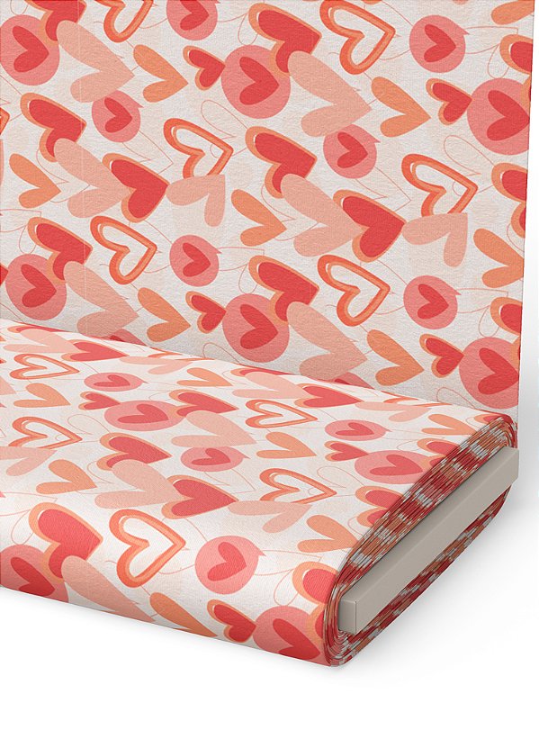 Tecido Veludo Suede Estampa Digital Coração Apaixonado 1,40m de Largura