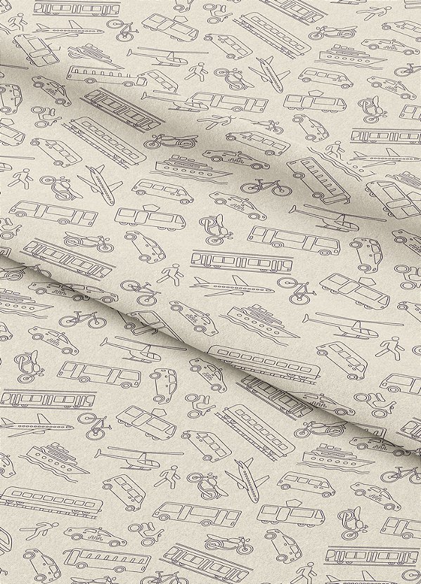 Tecido Veludo Suede Estampa Digital Ônibus 1,40m de Largura