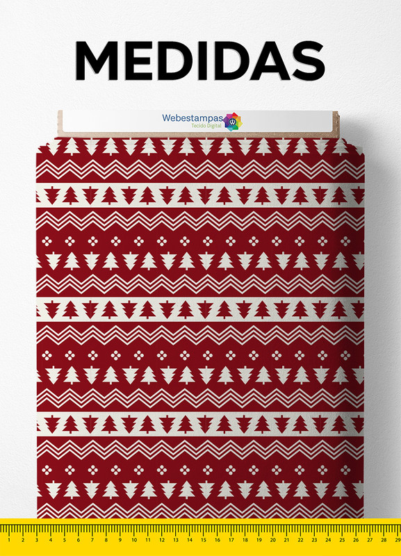 Tecido Veludo Suede Estampa Digital Árvore Vermelha Natal 1,40m de Largura