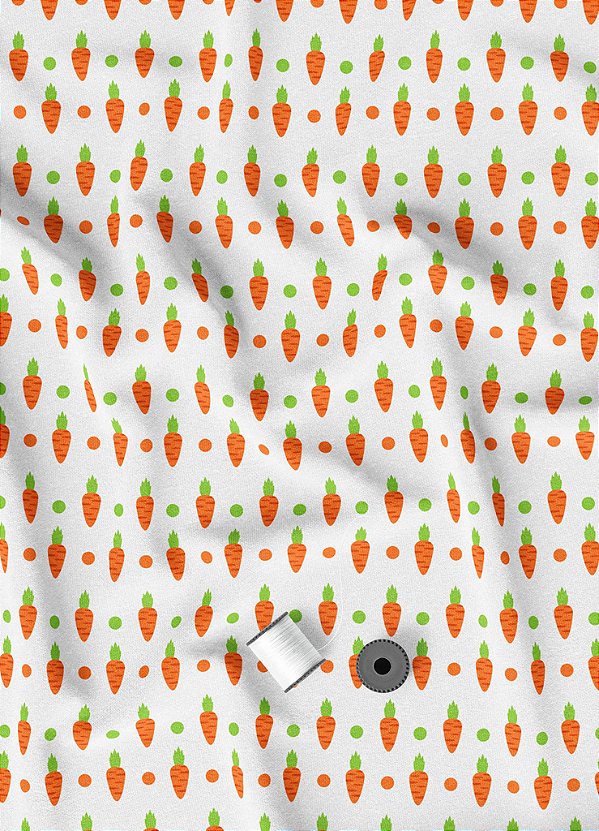 Tecido Veludo Suede Estampa Digital Cenouras Páscoa 1,40m de Largura