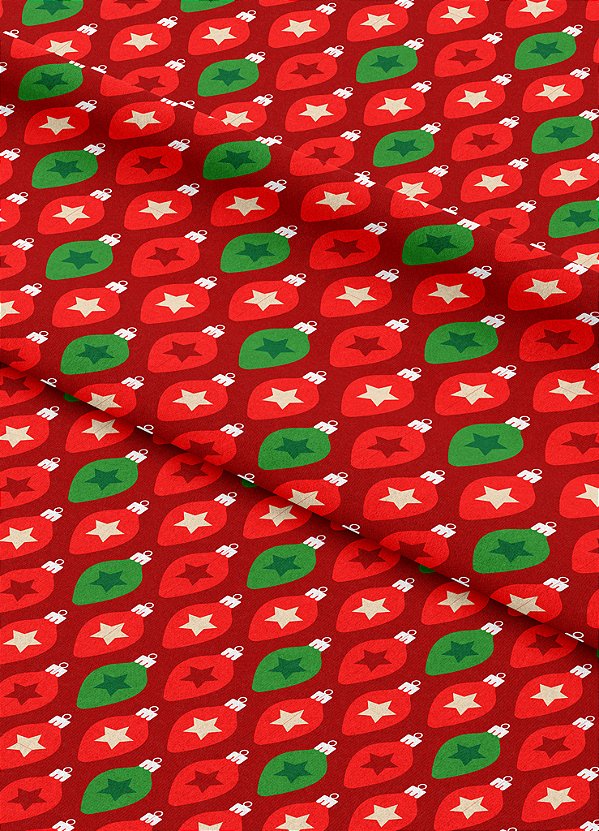 Tecido Veludo Suede Estampa Digital Enfeite de Natal 1,40m de Largura