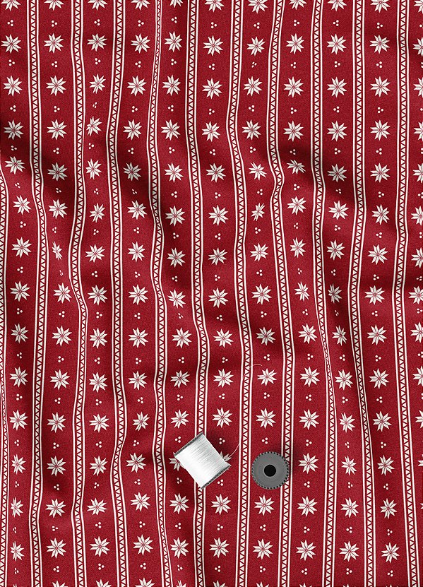 Tecido Veludo Suede Estampa Digital Natalina Vermelha 1,40m de Largura