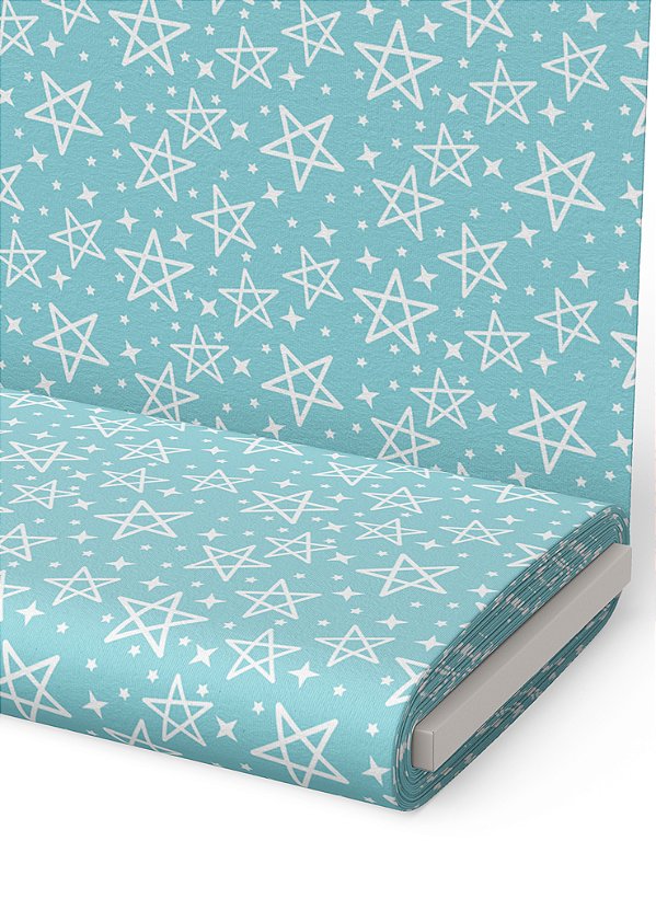 Tecido Veludo Suede Estampa Digital Estrelinha Azul 1,40m de Largura