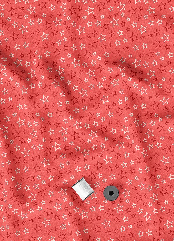 Tecido Veludo Suede Estampa Digital Star Vermelha 1,40m de Largura