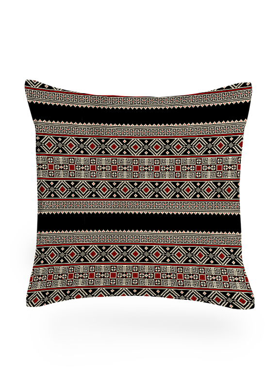 Tecido Veludo Suede Estampa Digital Étnica Preto e Vermelho 1,40m de Largura