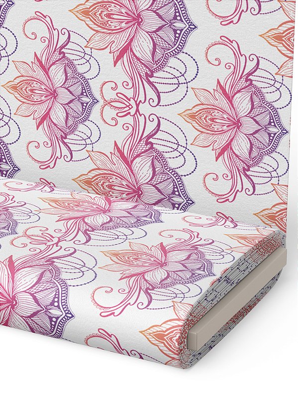 Tecido Veludo Suede Estampa Digital Flor de Lótus 1,40m de Largura
