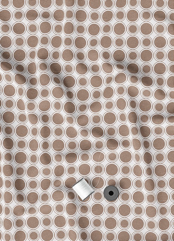 Tecido Veludo Suede Estampa Digital Círculos Marrom 1,40m de Largura