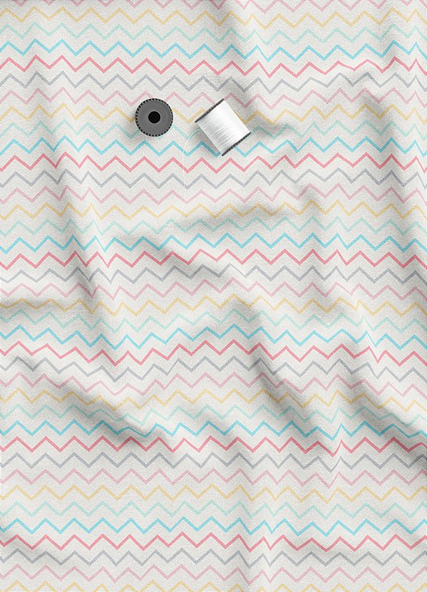 Tecido Veludo Suede Estampa Digital Chevron Colorido 1,40m de Largura