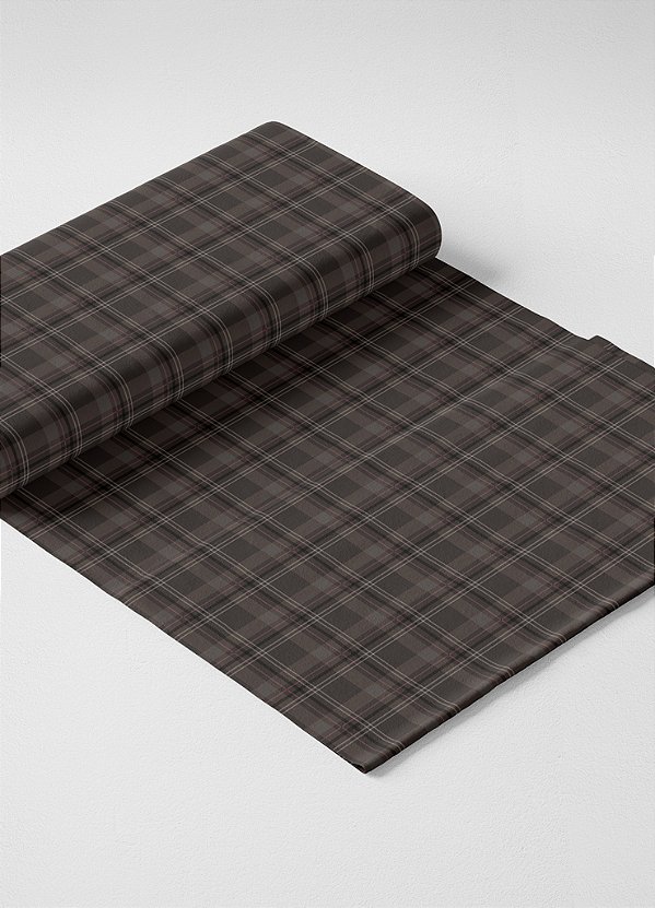 Tecido Veludo Suede Estampa Digital Xadrez Marrom e Cinza 1,40m de Largura