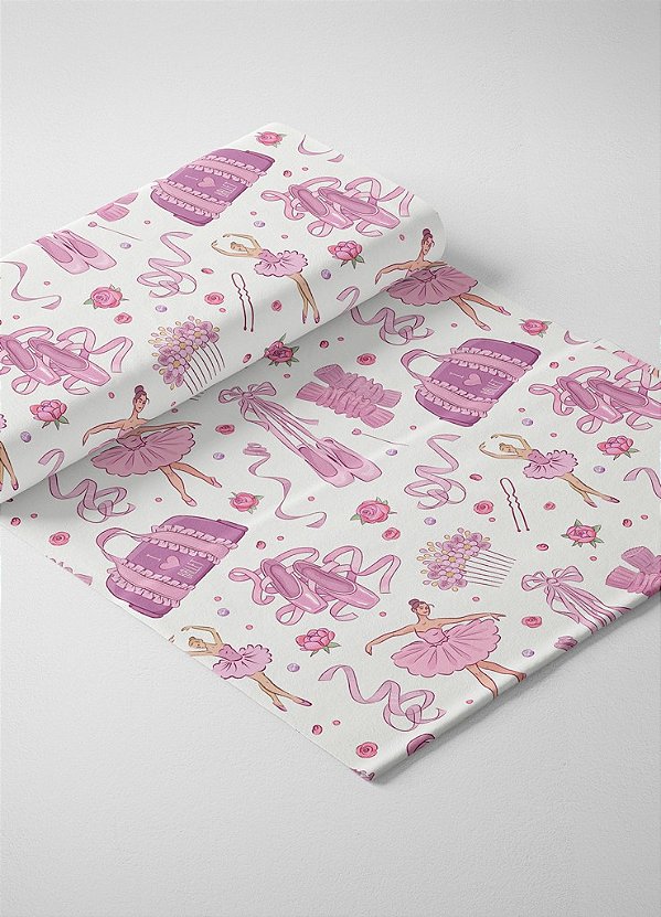 Tecido Veludo Suede Estampa Digital I Love Ballet 1,40m de Largura