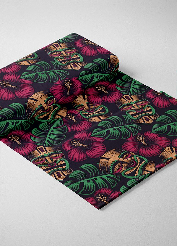 Tecido Veludo Suede Estampa Digital Caveira Havaiana 1,40m de Largura
