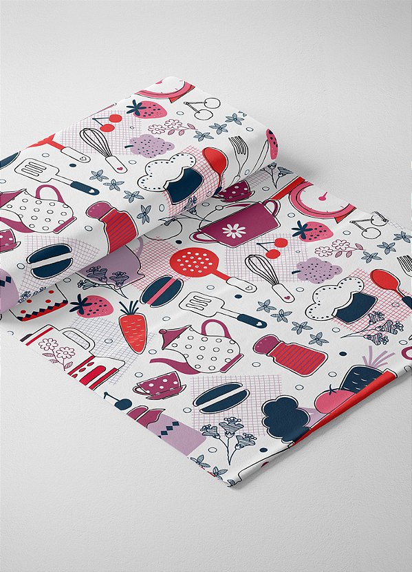 Tecido Veludo Suede Estampa Digital Cenoura e Morango Fundo Branco 1,40m de Largura