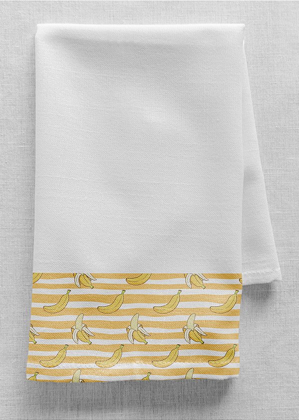 Tecido Veludo Suede Estampa Digital Bananas com Listras 1,40m de Largura