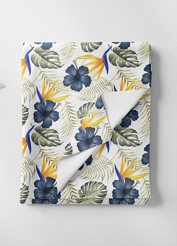 Tecido Veludo Suede Estampa Digital Folhas e Flores 1,40m de Largura