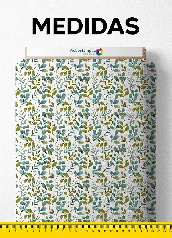 Tecido Veludo Suede Estampa Digital Raminho Verde e Azul 1,40m de Largura