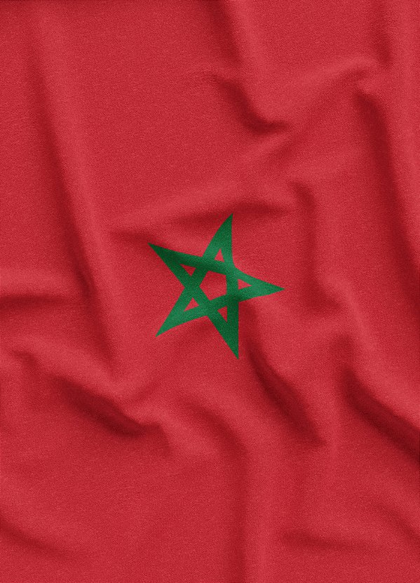 Tecido Veludo Suede Estampa Digital Bandeira do Marrocos 1,40m de Largura