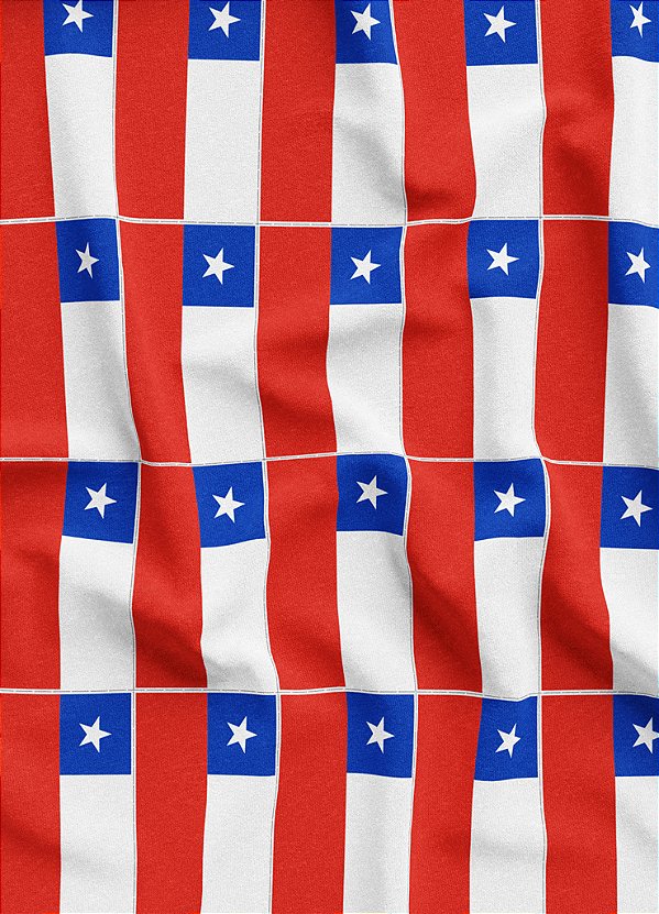 Tecido Veludo Suede Estampa Digital Bandeirinhas do Chile 1,40m de Largura