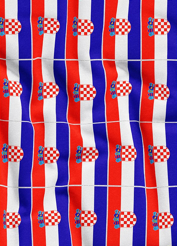 Tecido Veludo Suede Estampa Digital Bandeirinhas da Croácia 1,40m de Largura