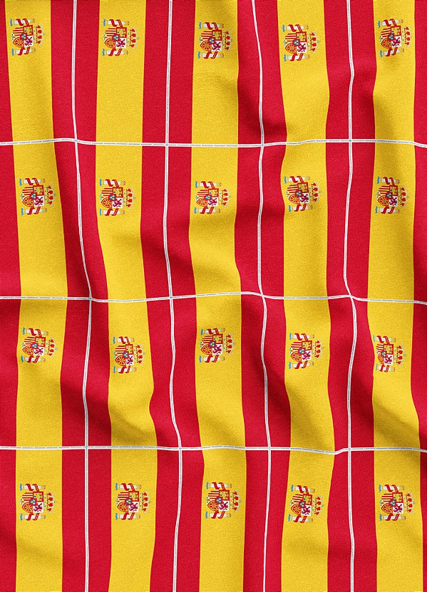 Tecido Veludo Suede Estampa Digital Bandeirinhas da Espanha 1,40m de Largura