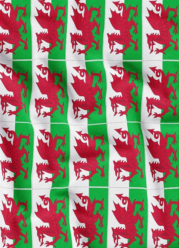 Tecido Veludo Suede Estampa Digital Bandeirinhas do País de Gales 1,40m de Largura