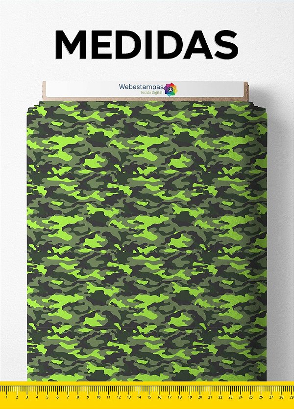 Tecido Tactel Estampa Digital Camuflagem Tons de Verde 1,55m de Largura