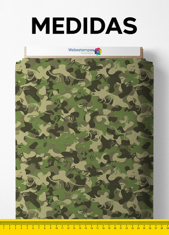 Tecido Tactel Estampa Digital Camuflagem e Dinos 1,55m de Largura
