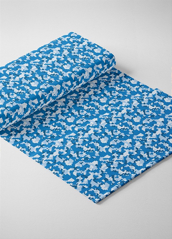 Tecido Tactel Estampa Digital Camuflado Pixel Azul 1,55m de Largura