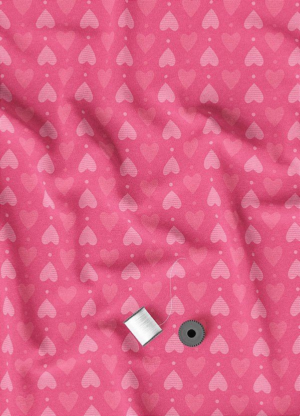 Tecido Tactel Estampa Digital Lindos Corações Fundo Pink 1,55m de Largura