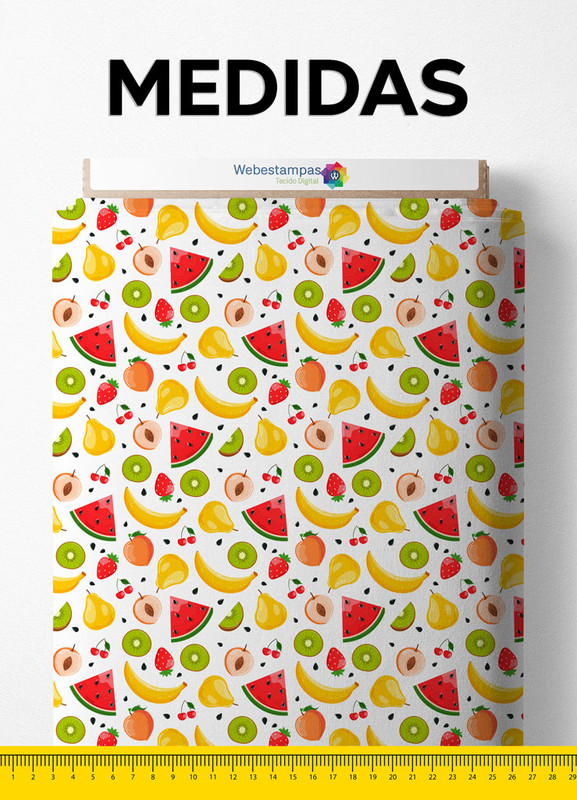 Tecido Tactel Estampa Digital Salada de Frutas 1,55m de Largura