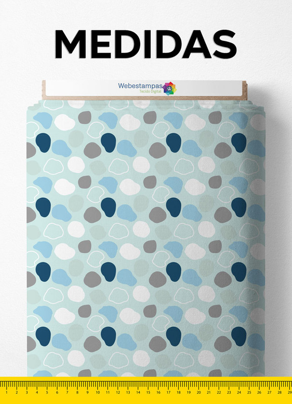 Tecido Tactel Estampa Digital Paleta de Cores Azul e Cinza 1,55m de Largura
