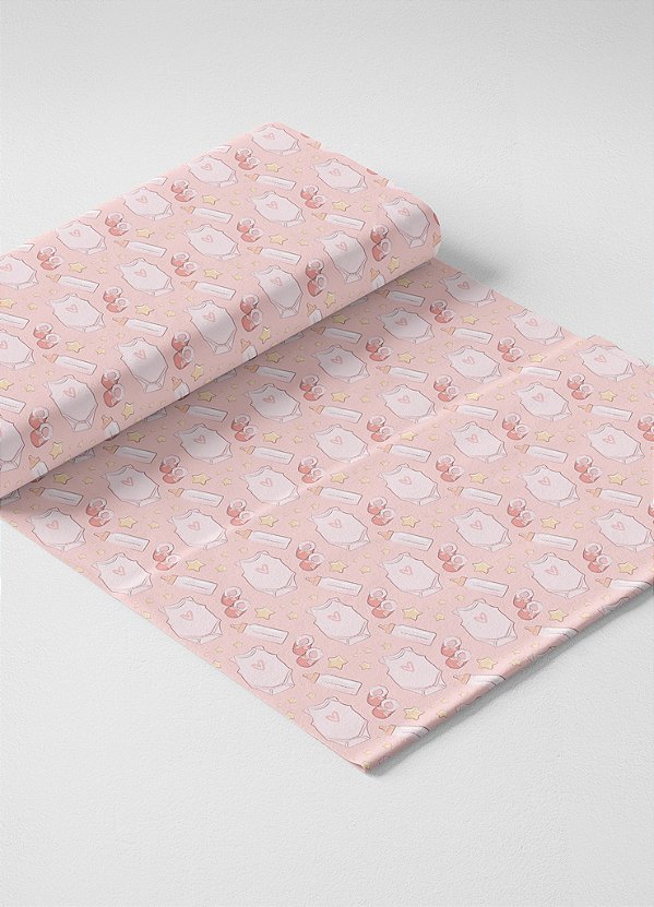Tecido Tactel Estampa Digital Roupa de Bebê Rosa 1,55m de Largura