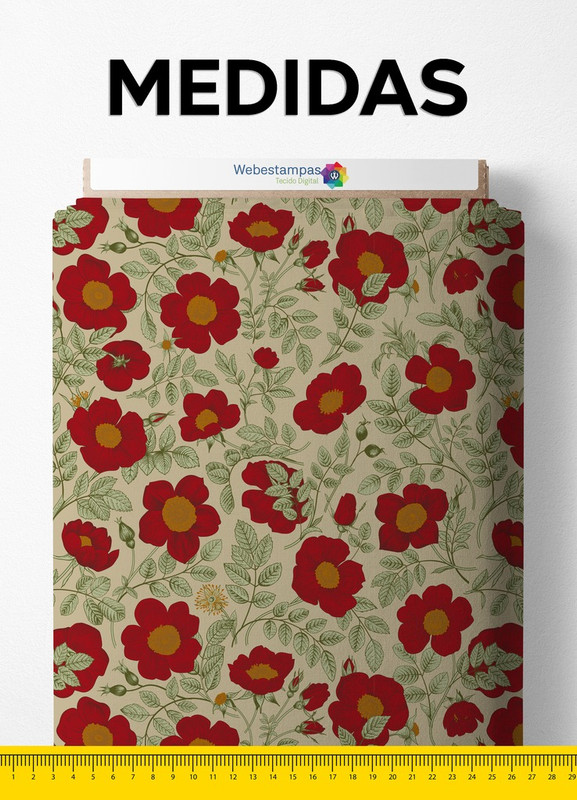 Tecido Microfibra Estampa Digital Lindas Flores de Natal 1,55 de Largura