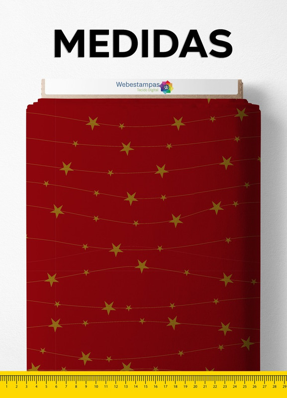 Tecido Helanca Estampa Digital Estrelas de Natal Vermelho 1,55 de Largura