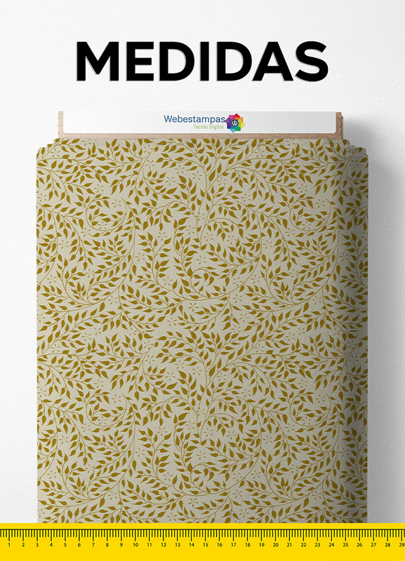 Tecido Helanca Estampa Digital Folhinhas Amarelas 1,55 de Largura