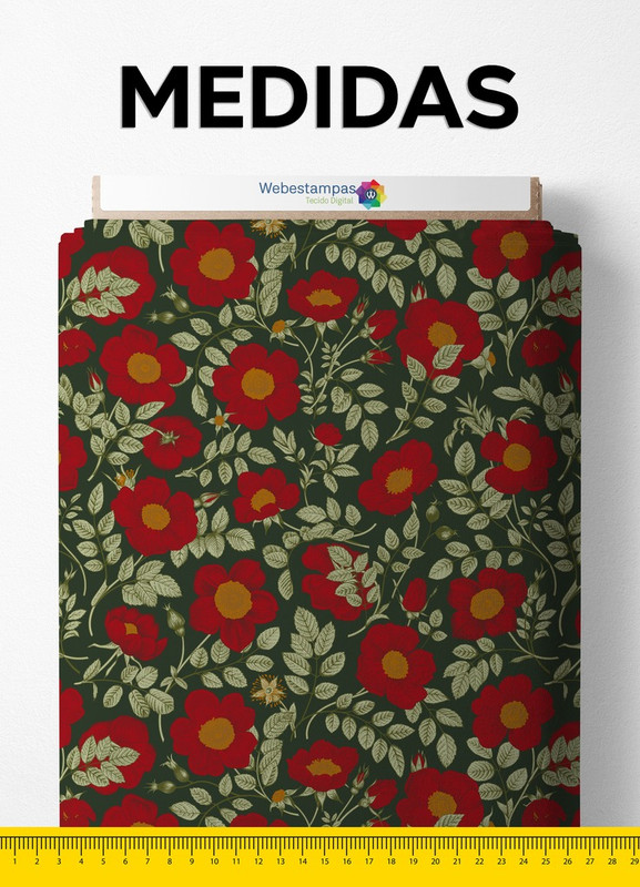 Tecido Helanca Estampa Digital Lindas Flores de Natal Verde 1,55 de Largura