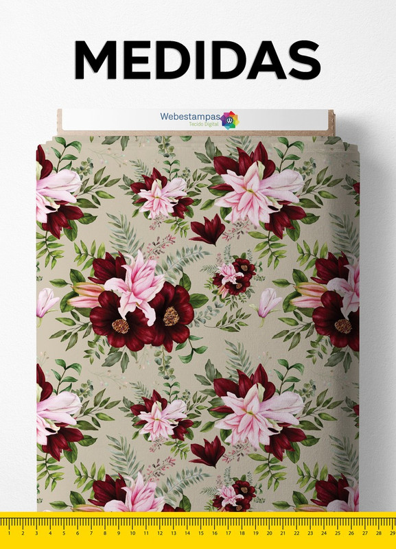 Tecido Helanca Estampa Digital Natal Floral  1,55 de Largura