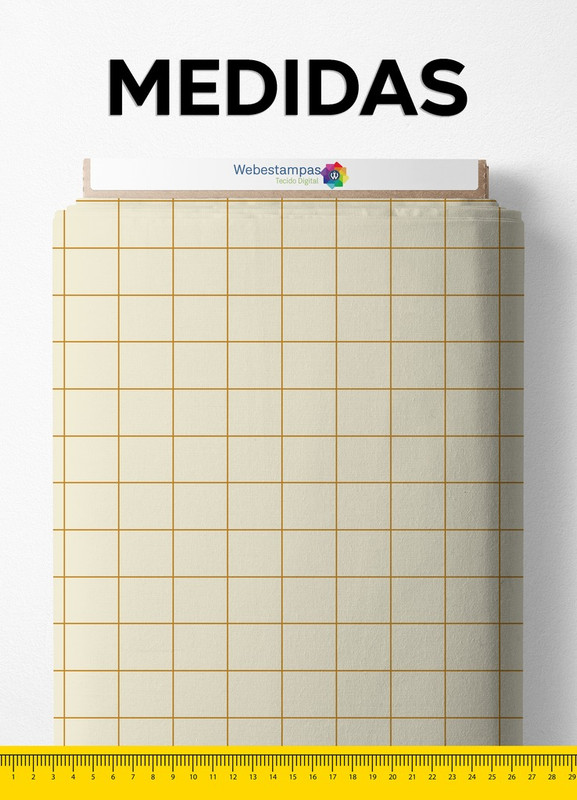 Tecido Helanca Estampa Digital Quadriculado Palha 1,55 de Largura