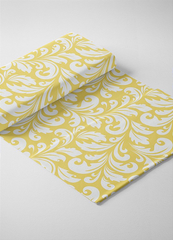 Tecido Oxford Estampa Digital Arabesco Amarelo 1,55 de Largura
