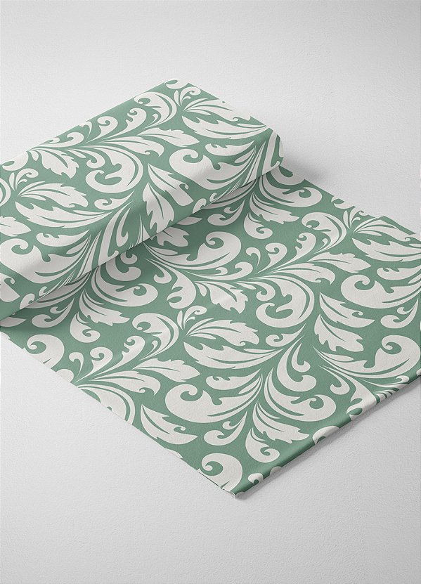 Tecido Oxford Estampa Digital Arabesco Verde 1,55 de Largura