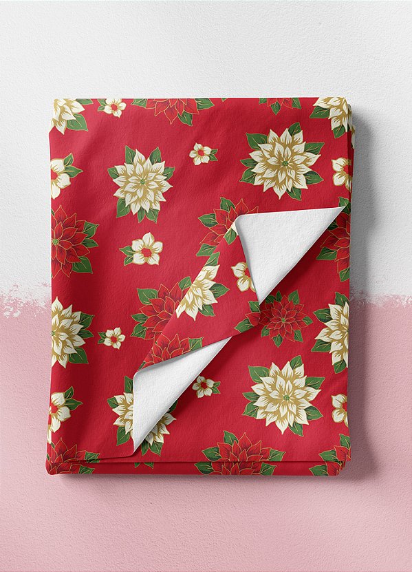 Tecido Oxford Estampa Digital Flor do Natal Vermelho 1,55 de Largura
