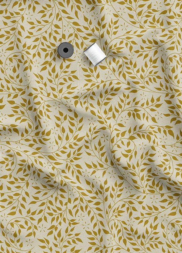 Tecido Oxford Estampa Digital Folhinhas Amarelas 1,55 de Largura
