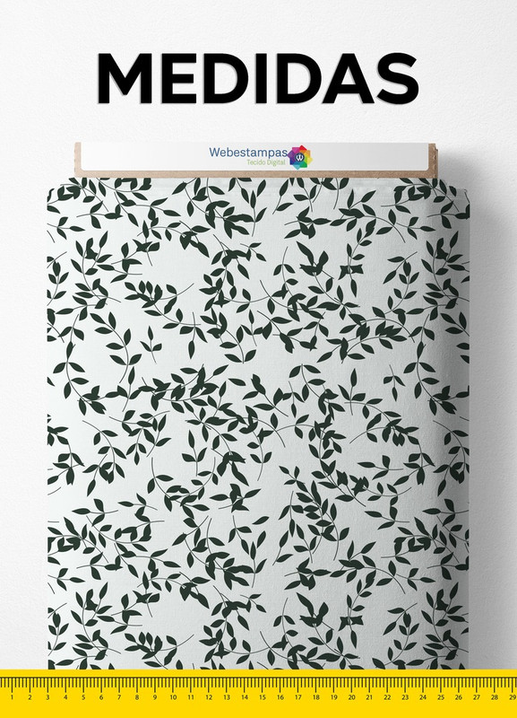 Tecido Oxford Estampa Digital Folhinhas Verdes 1,55 de Largura